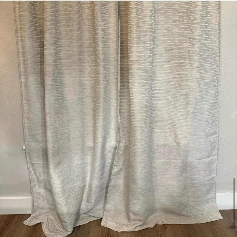 Teagan Tully Neutral Textured Blackout Curtains 37x84 Set of two panels EUC